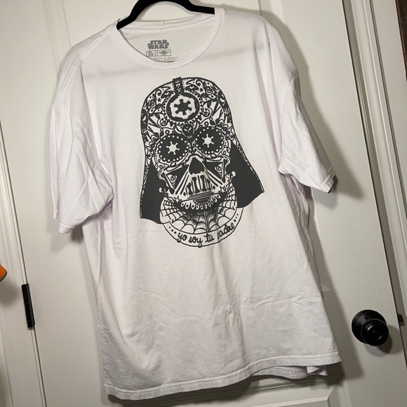 Star Wars Darth Vader t-shirt short sleeve crew 2X up soy tu padre white w/black